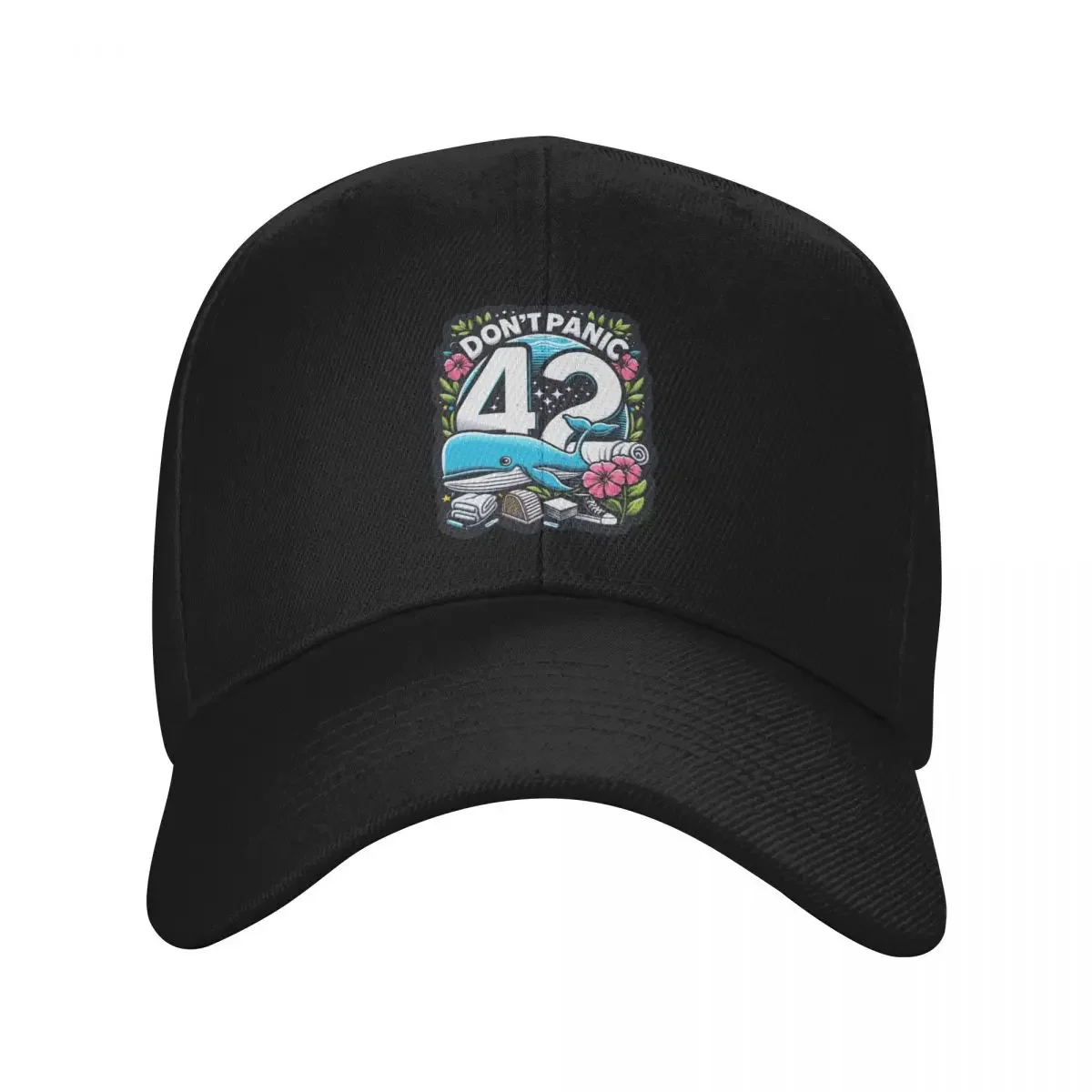 

Don't Panic 42, the whale and the petunia, don't forget your towel Baseball Cap Sun Hat For Children New In The Hat Male Women's