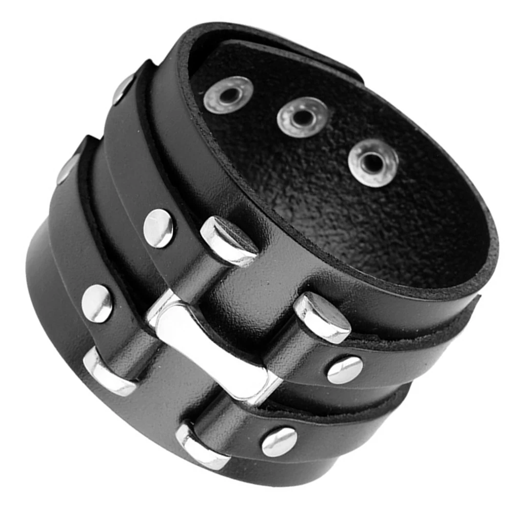 Men Bracelet Vintage Punk Style Wrist Band Fashionable Retro Wristwear Comfortable Fit for Daily Wear Unisex Gift Idea