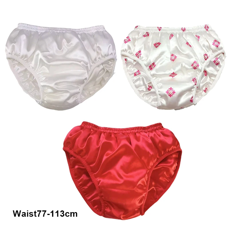 

Handmade Underwear Silk Sexy Glossy Thin Cotton Triangle Pants Lightweight Smooth Mid-rise Plus Size Briefs For Men's Women