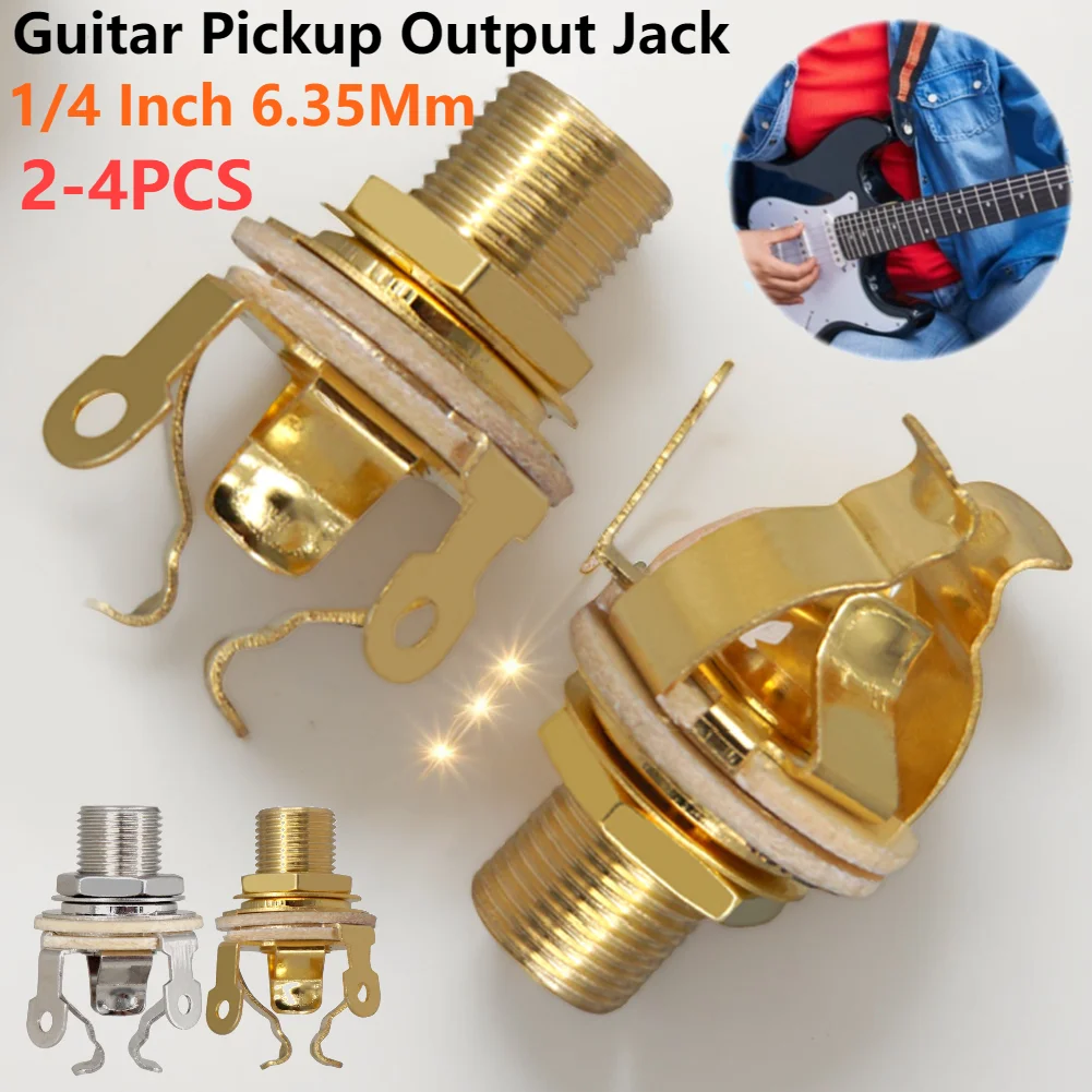 2-4Pcs 1/4 Zoll 6,35 Mm Gitarre Mono Jack Buchse Metall Elektrische Gitarre Mono Jack Mono Ausgang jack für Elektrische Gitarre Bass Teile