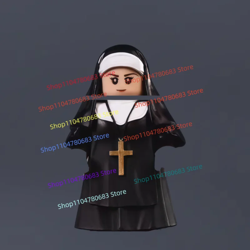 MOC 빌딩 블록 빈티지 교황 수녀 미니 피규어 조립 모델 장식 애니메이션 만화 장난감 장식용 휴일 선물 수집품