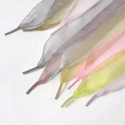 Flat Silk Shoe laces 2.5CM Width Tulle Webbing Snow Shoelace Fit Sneakers Ballet Lace Chiffon Yarn Shoelaces Shoes Accessories