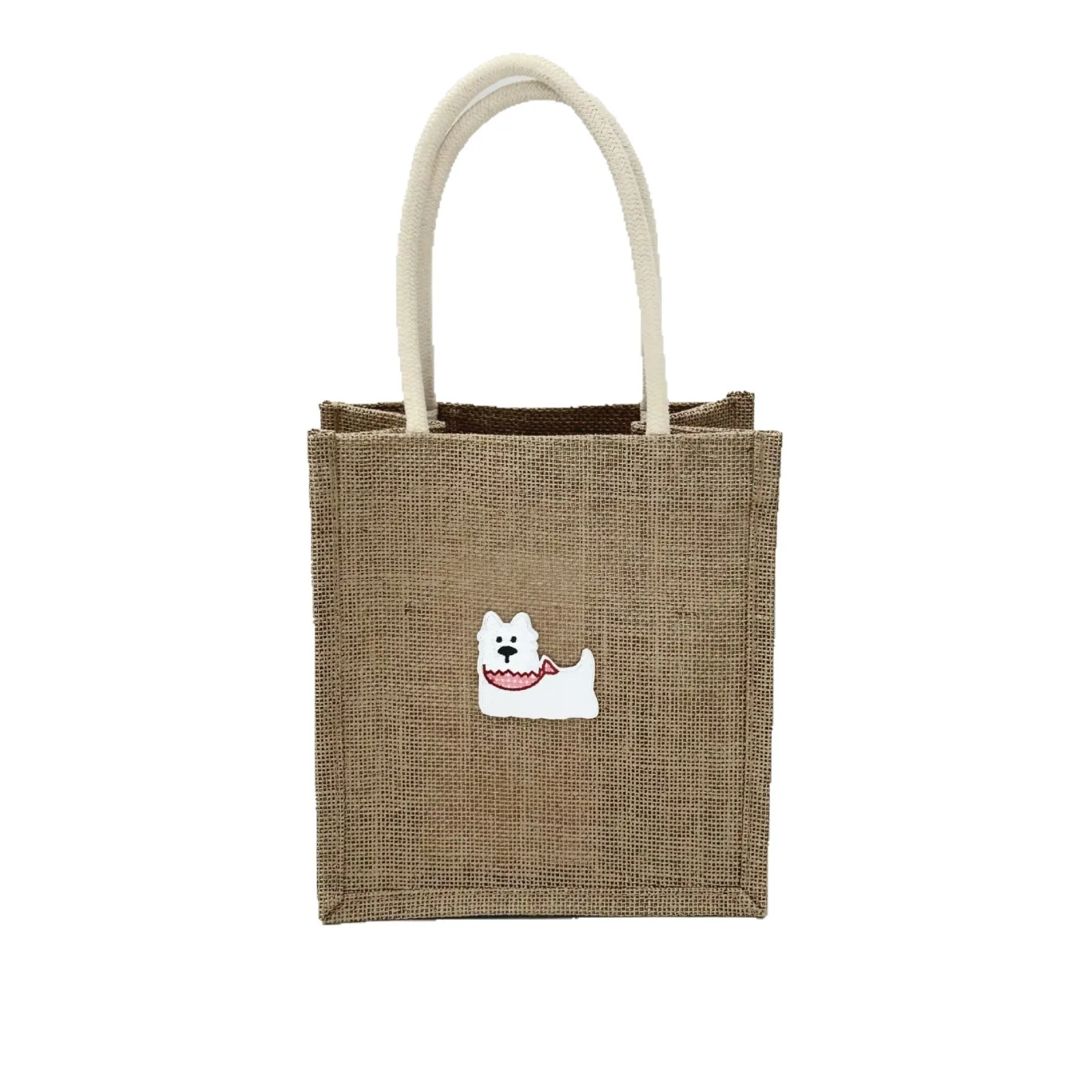 

Portable Shopping Bag Jute Bag Puppy Tote Bag for Women'S Accessory Everyday Use Beach