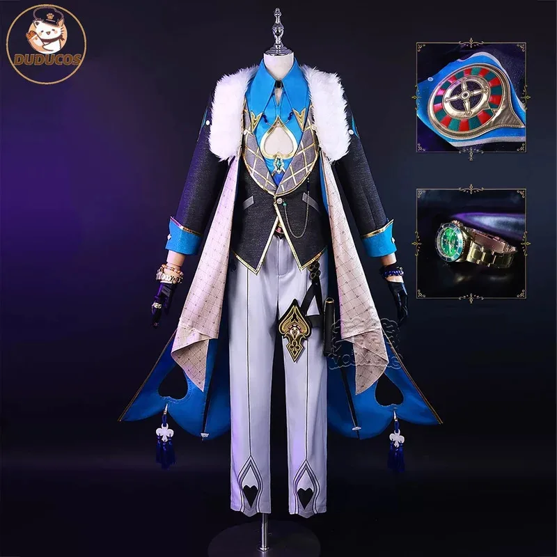 

Aventurine SSR Cosplay Costume Honkai Star Rail Peacock Penacony Company Full Set Wig Halloween Xmas