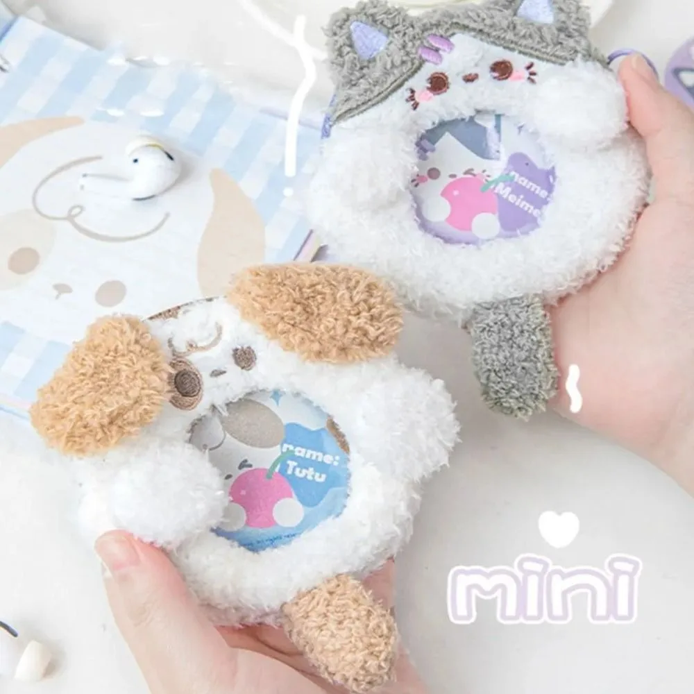 Dog Puppy Card Holder Keychain Rabbit Fluffy Badge Display Plush Pendant Cat Soft Transparent Badge Ita Bag Goods Display