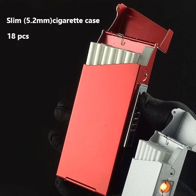 5.2mm Women Aluminum Slim Cigarette Case Box With Smoking Lighter Usb Rechargeable,Size 104mm*40mm*17mm