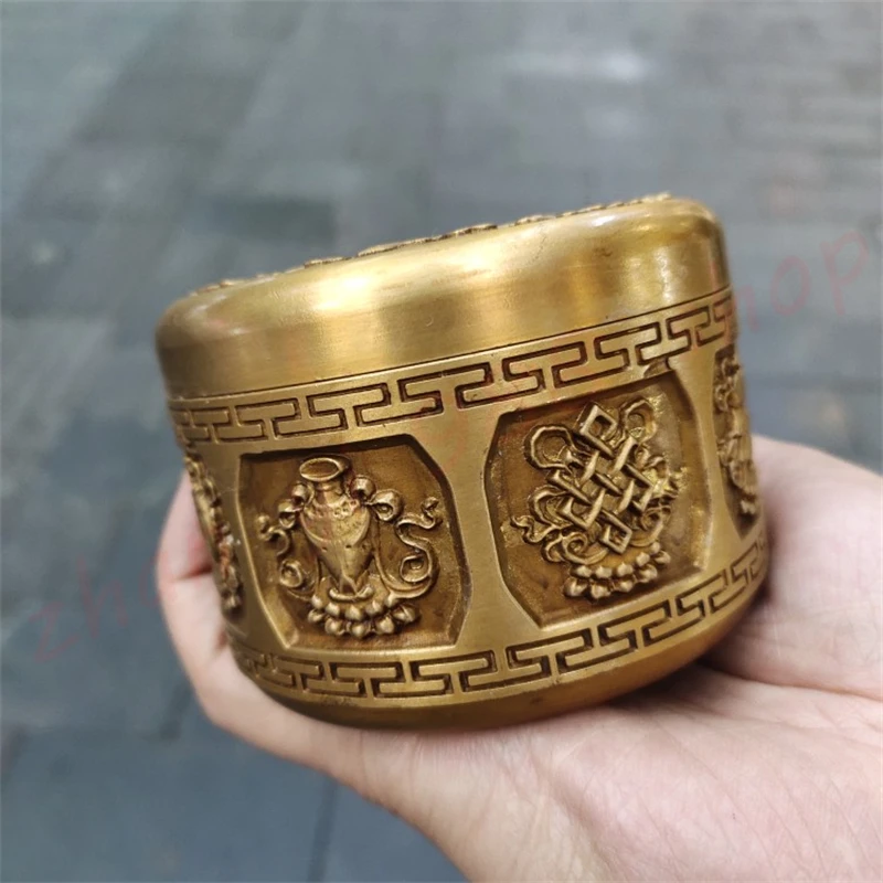 Brass auspicious ornaments,gold toad copper bucket,Sifang Nacai Jubao Pot Decoration Exquisite home and office crafts and decora