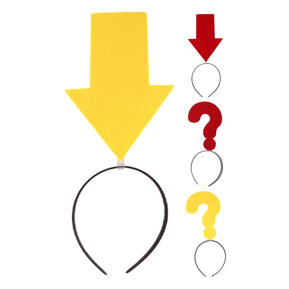 

4Pcs Novelty Party Headpiece Arrow and Question Mark Hairbands Fun Birthday Accessories Yellow Symbol Headwear for Adults Kids