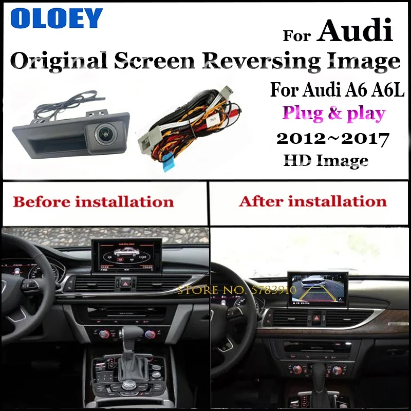 

connect original screen Reversing camera|For Audi A6 A6L 2012 2013 2014 2015 2016 2017 HD trajectory Reverse Backup Rear camera