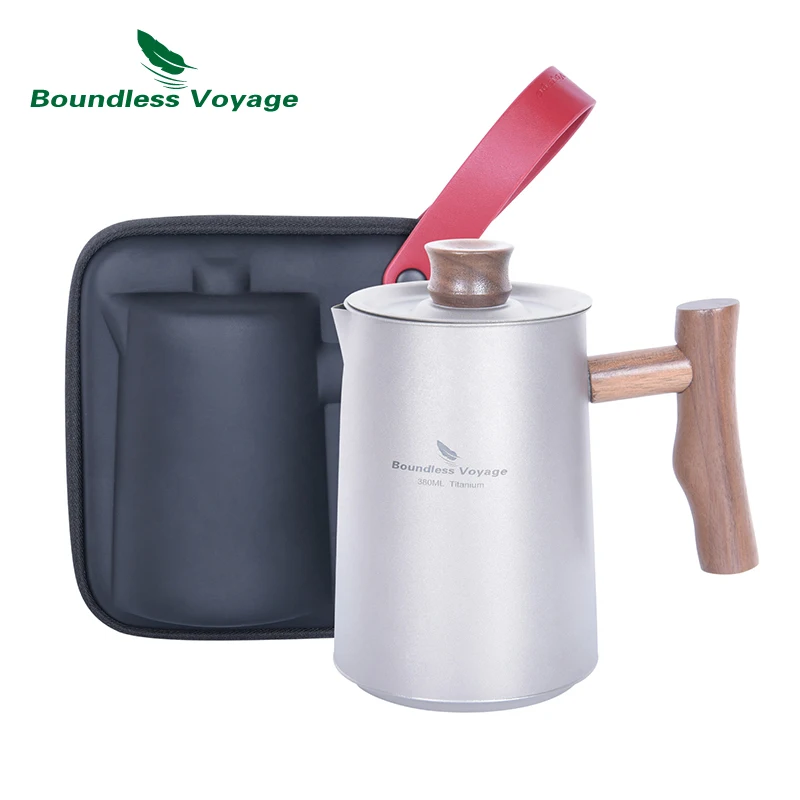 Imagem -02 - Viagem sem Limites Titanium Bule Copos Conjunto com Filtro de Acampamento ao ar Livre Chaleira Café Serviço Leve Drinkware 380ml