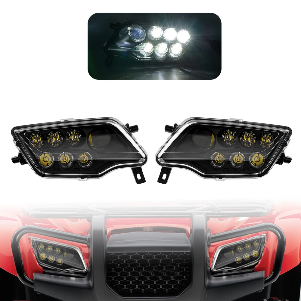 LED Headlights Assembly H4 Head Lights Front Lamps for Honda Pioneer/Talon 1000 700 / Talon/Rancher 420 / Foreman 500 / Rubicon