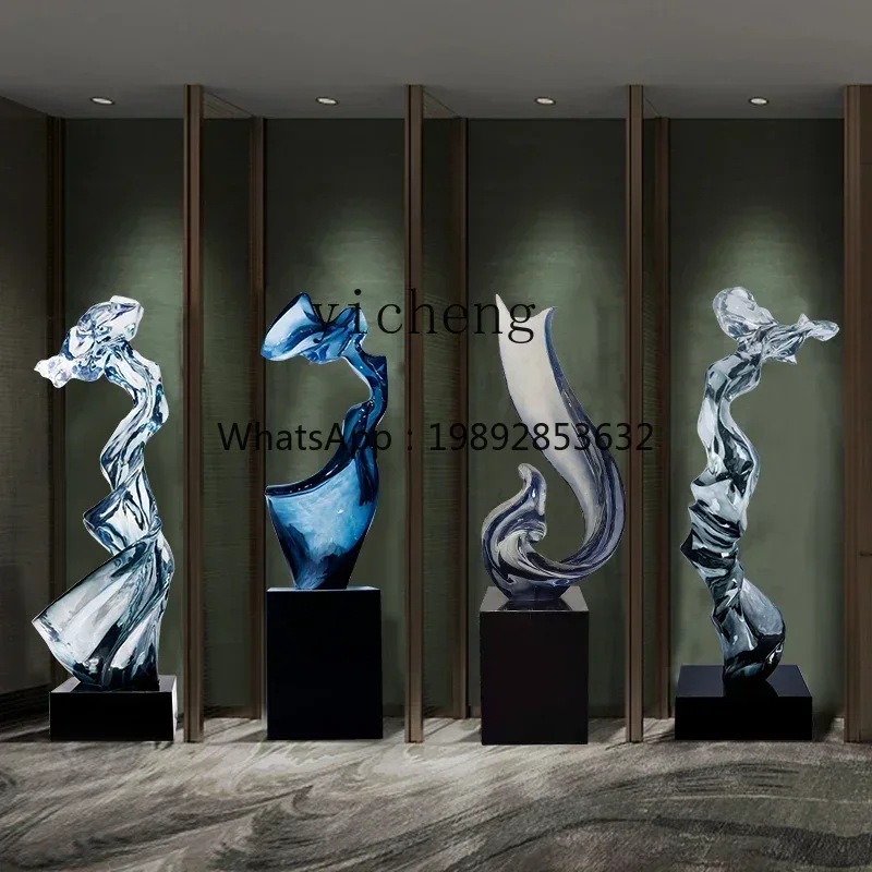 

BJ living room transparent resin sculpture abstract entrance soft installation floor ornament