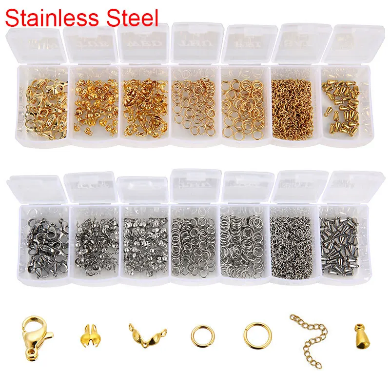 

Jewelry Making Kit Set Diy Stainless Stee Lobster Clasps Open Jump Rings Earring Hook Extender Chain Bracelet Necklace Making