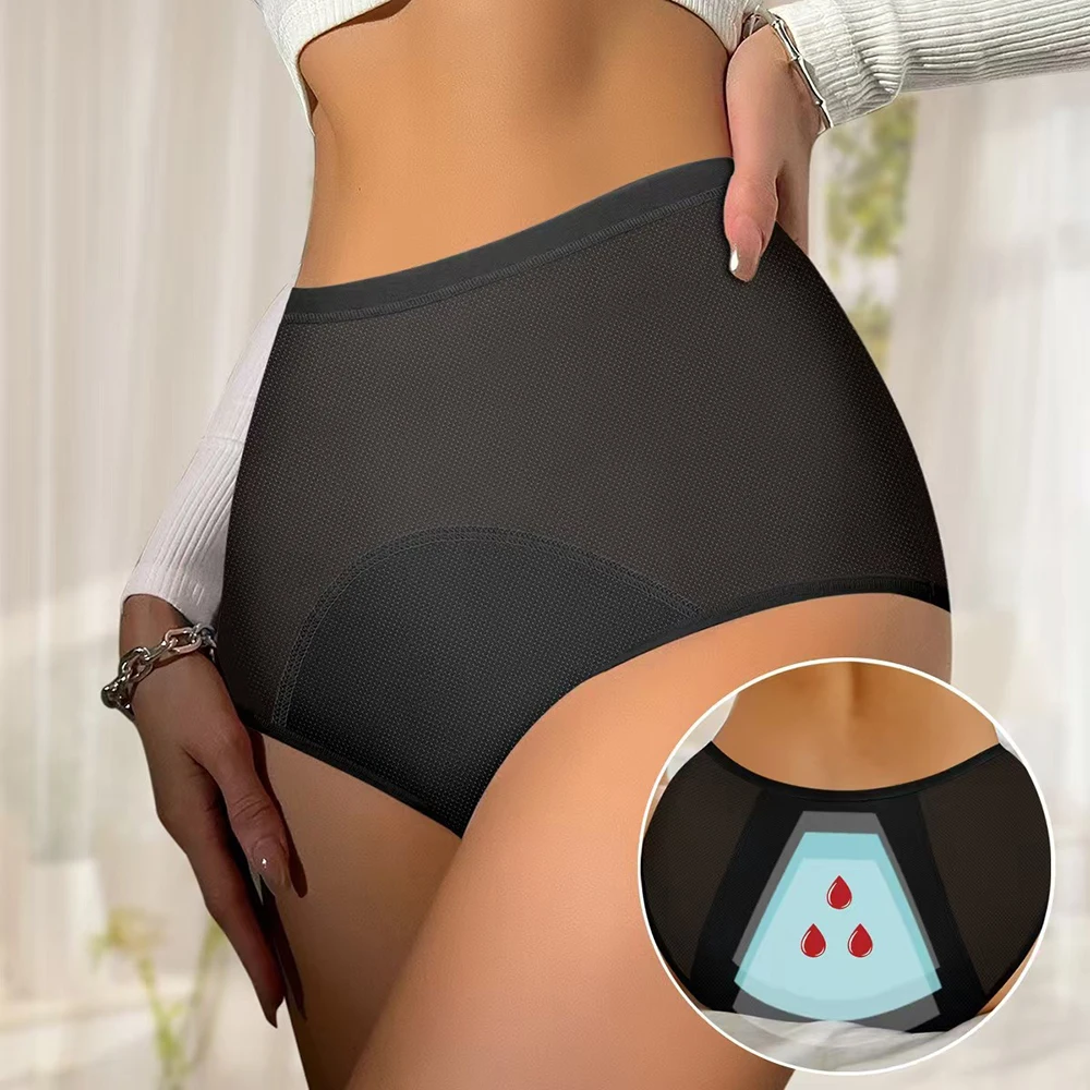 Menstrual Leakproof Panties Physiological Briefs Period Leak Proof Underpants Plus Size Mid Waist Incontinence Protective Briefs