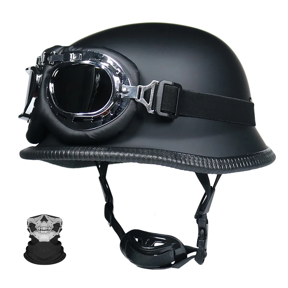 

Motorcycle Helmets, German Style Vintage Motorcycle Half Helmets for Men Women with Goggles