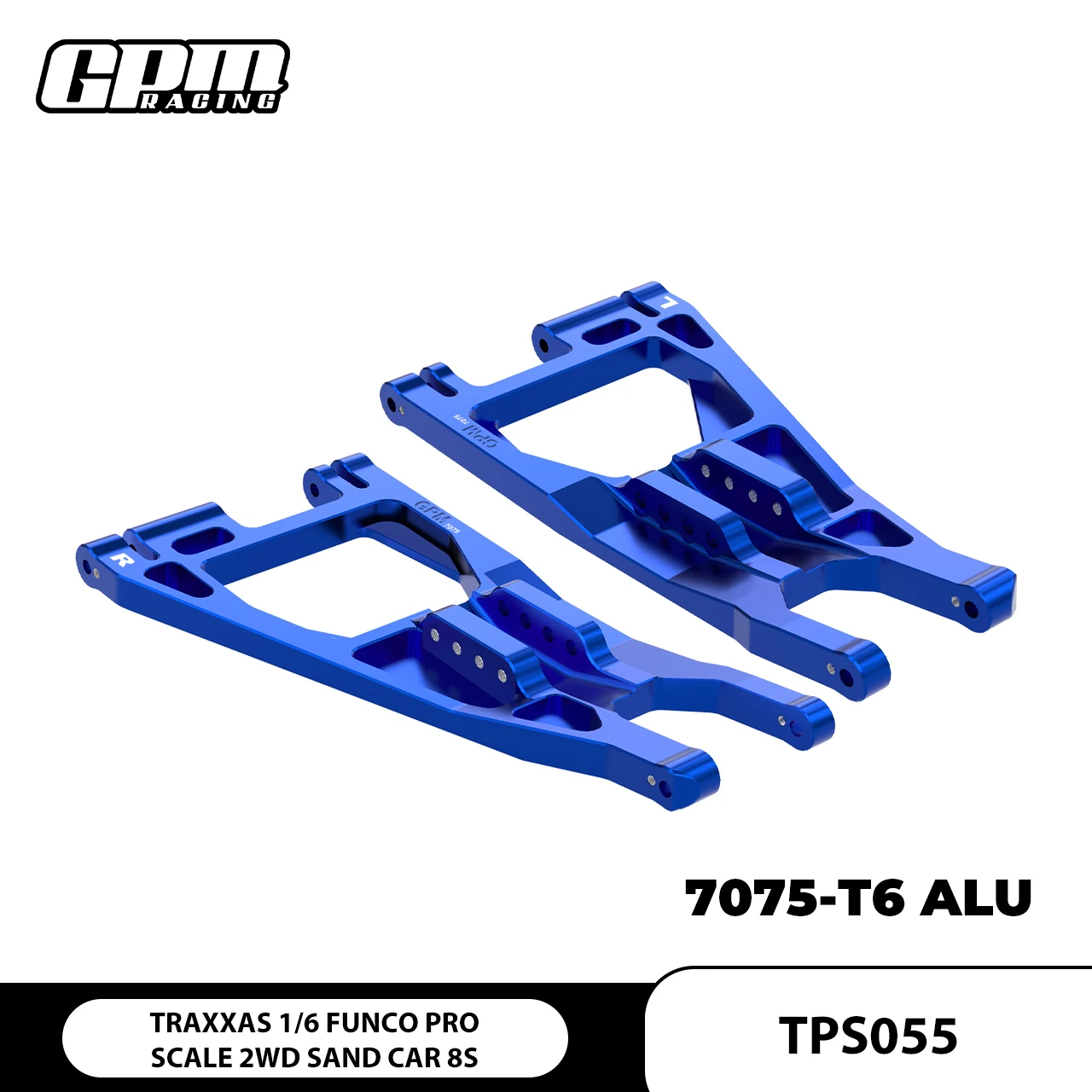 

GPM 7075 Alloy Front Lower Suspension Arms For TRAXXAS 1/6 Funco Pro Sand Car 8S