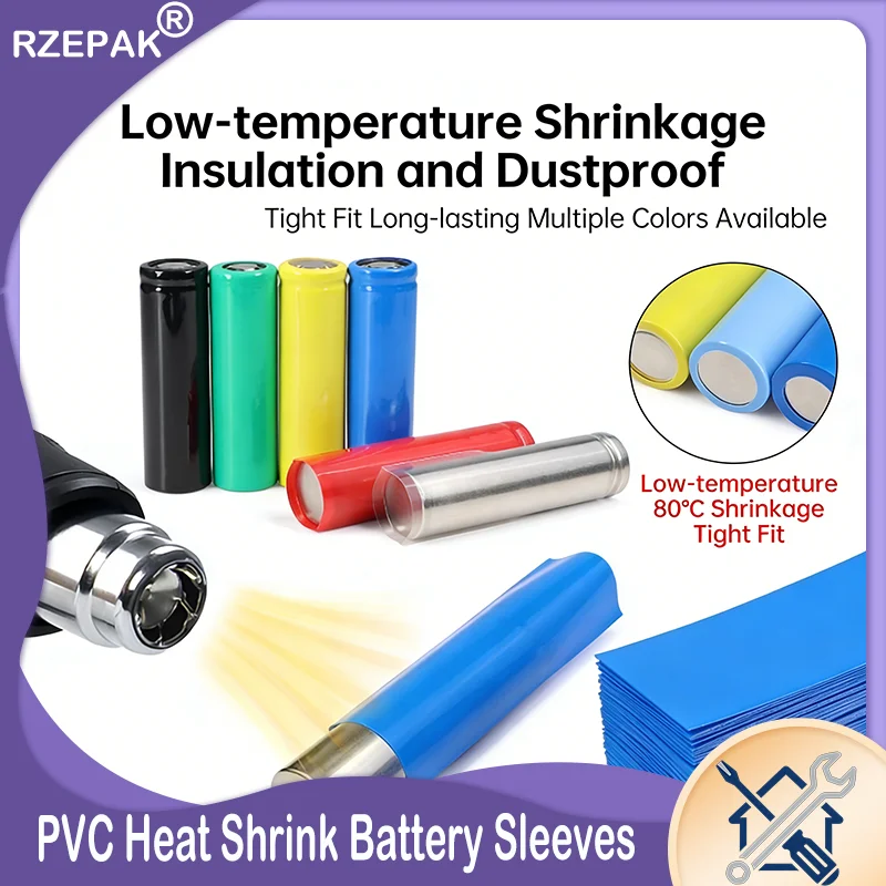 

Precut PVC Heat Shrink Tube - Flame Retardant Insulation Sleeve for 18650/26650/21700/AA/AAA Battery Protection