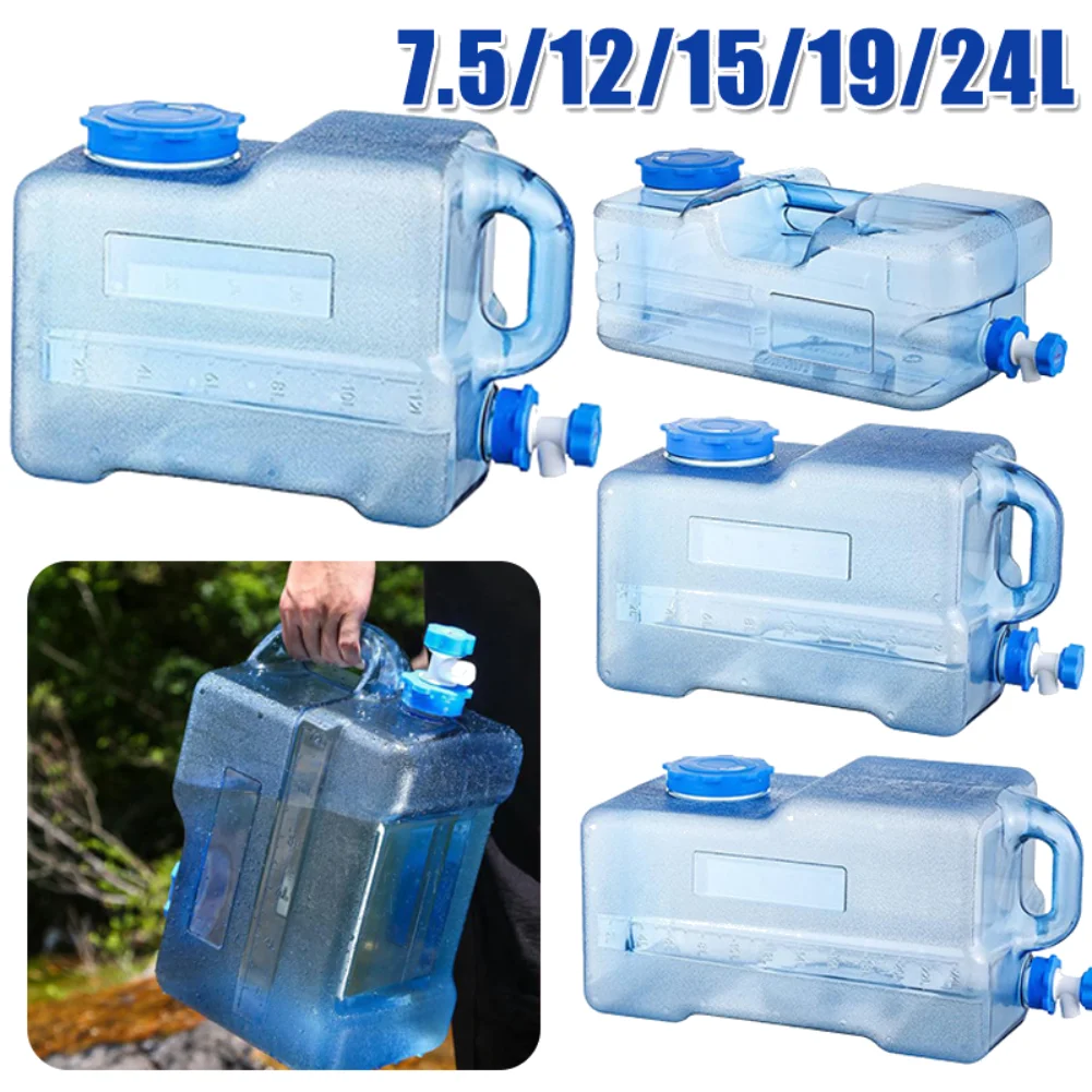 7.5/12/15/19/24L Outdoor Camping Water Bucket Large Capacity Water Container Driving Pure Water Tank with Faucet for Picnic