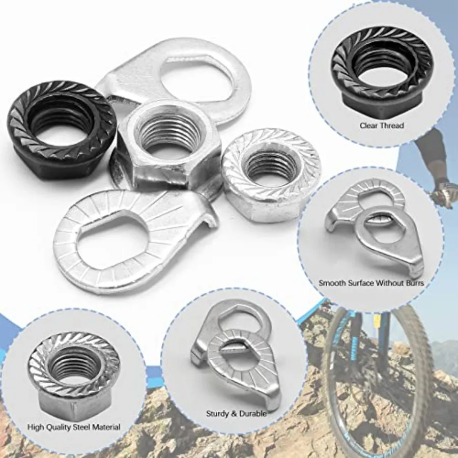 12 قطعة صواميل محور عجلة الدراجة ومجموعة غسالات السلامة 3 مقاس M8 M9.5 M10 صواميل محور الدراجة ملحقات أجزاء الدراجة الأمامية