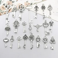 20PCS Mixed Tibetan Silver Tool Christmas Cat Key Flower Music Pendant DIY Bracelet Necklace Earrings charms for jewelry making