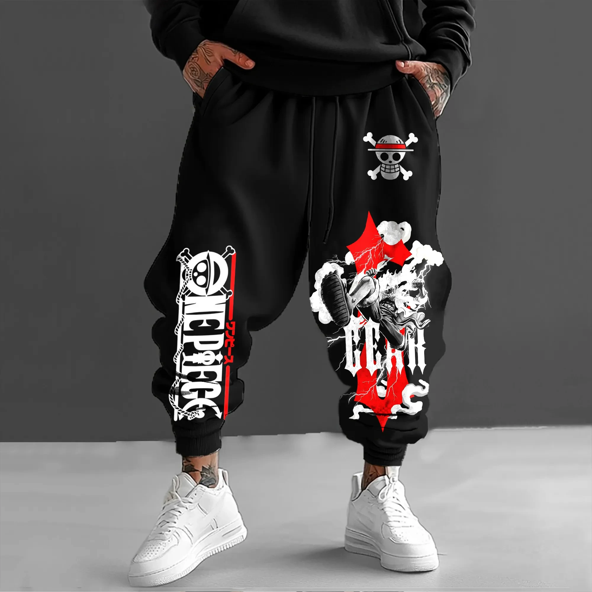 ONE PIECE Summer/Autumn New Sweatpants Men's and Women's Anime Collaboration Loose Street Hip-hop Pure Cotton Tapered Pants