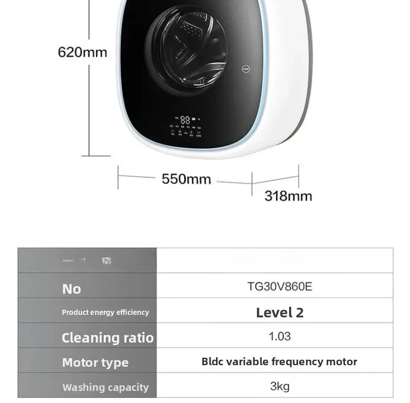 Appeso a parete, mini lavatrice completamente automatica, lavatrice per biancheria intima