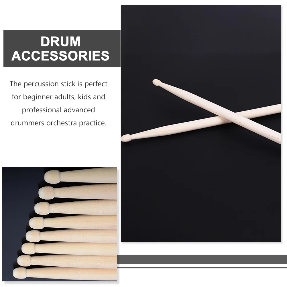 

2 Pairs Hickory Maple Sticks Aldult Musical Instrument Percussion Accessories Baby