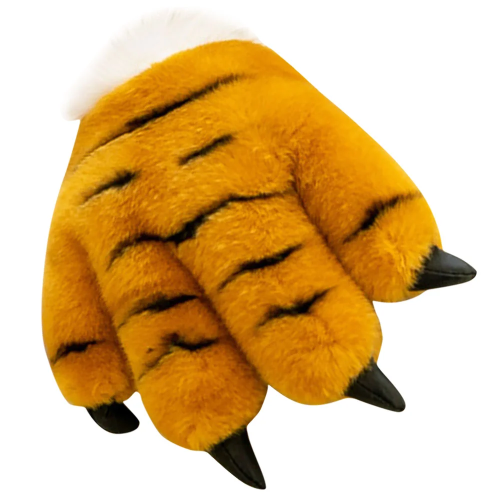 Simulierte Tigerpfote Stirnband Winter Fäustlinge Warme Handschuhe Jungen Halloween Kostüm Prop Palm Tier Klaue Party