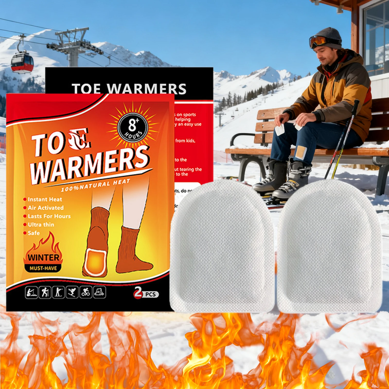 

20 Pair Toe Warmers Easily Apply with Adhesive Foot Warmers Disposable Feet Warmers Heat Pads for Outdoor Activities