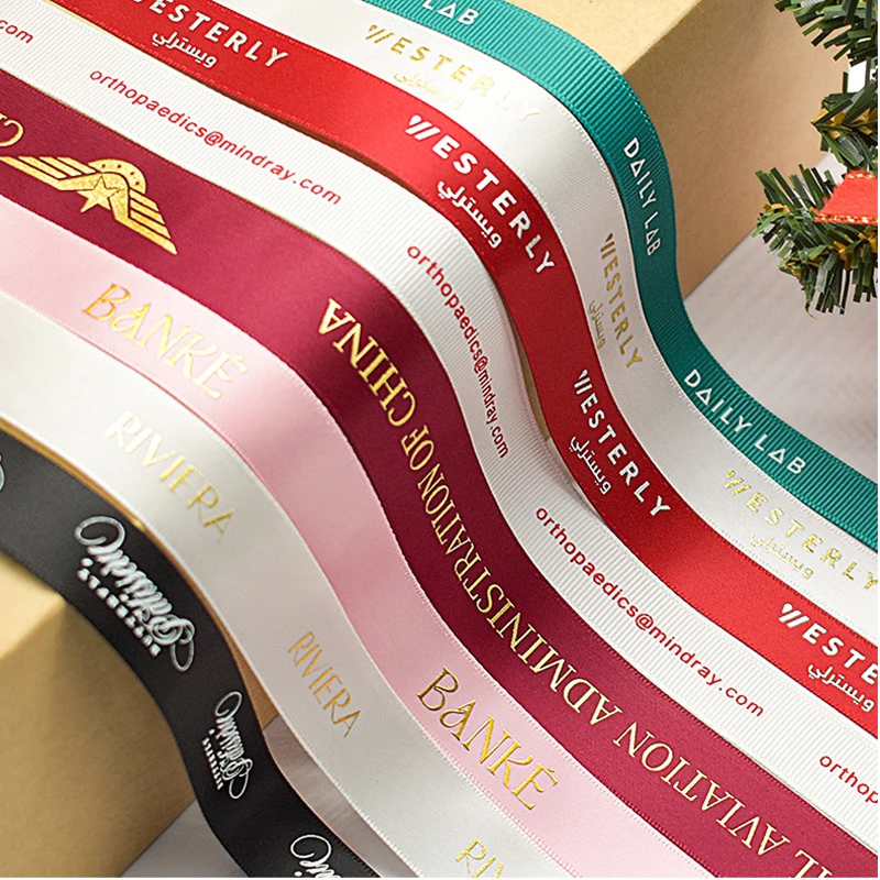 25mm Satin Ribbon Custom Printed Ribbon Personal Logo Giftbox Baking Wrap Wedding Birthday Party Flowers DIY Gift Decoration