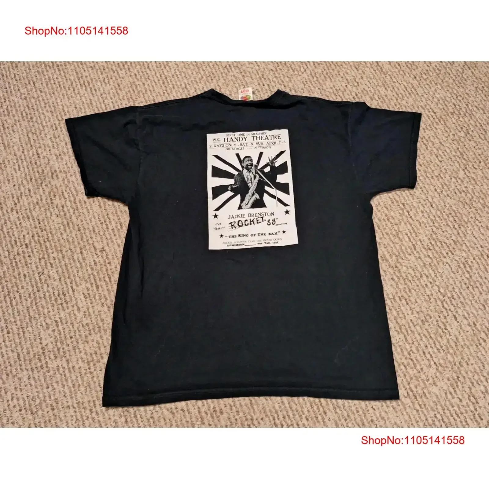 

Винтажная футболка Sun Records Studio Memphis TN XL Jackie Brenston Rocket Ike Band, винтажная стираная растянутая повседневная футболка