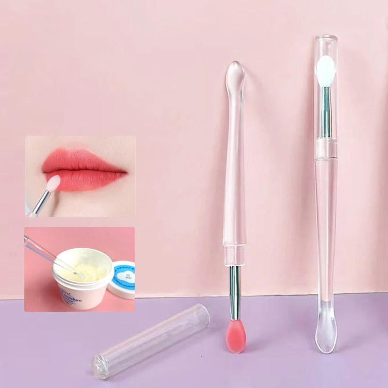 1 Stuk Multifunctionele Lipgloss Applicator Siliconen Lipborstels Met Stofkap Met Schep Lippenstift Borstels Make-Up Tool