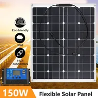 150W Solar Panel Dual USB 18V Flexible Soalr Cell With 10A-60A Controller Solar Plate Power Bank for Phone Yacht RV Car Camping