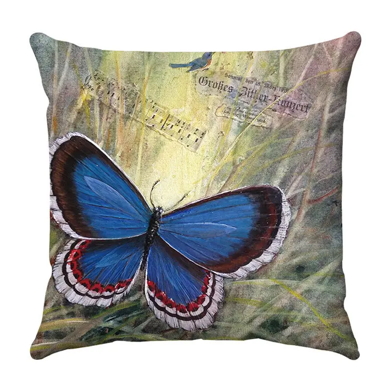 Colorful Butterfly Printed Cushion Cover 45x45cm Throw Pillowcase Farmhouse Home Decor Pillow Cover for Sofa fundas para cogines