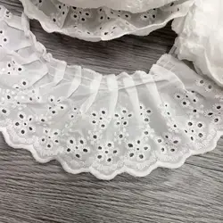 9CM Wide Luxury Embroidery Yellow Flower Lace Fabric Trim Ribbon DIY Sewing Applique Collar Ruffle Guipure Wedding Cloth Supply