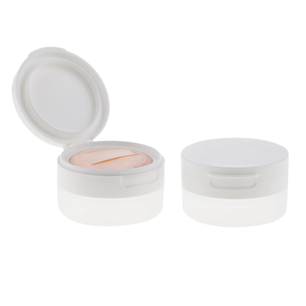 2 pezzi fondotinta vuoto Make-up flacone cosmetico contenitore per soffio di polvere 50g-trasparente/bianco