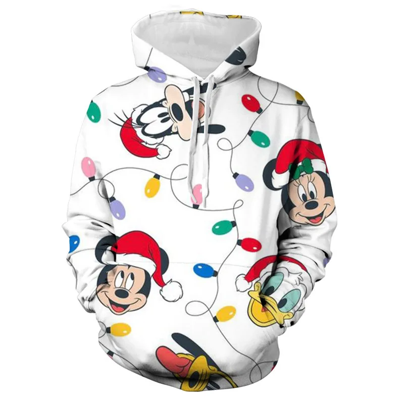 Disney Winnie the Pooh Hoodie Men Women Merry Christmas Cartoon Print Hooded Clothing Fashion Coat Male Daily Casual Streetwear