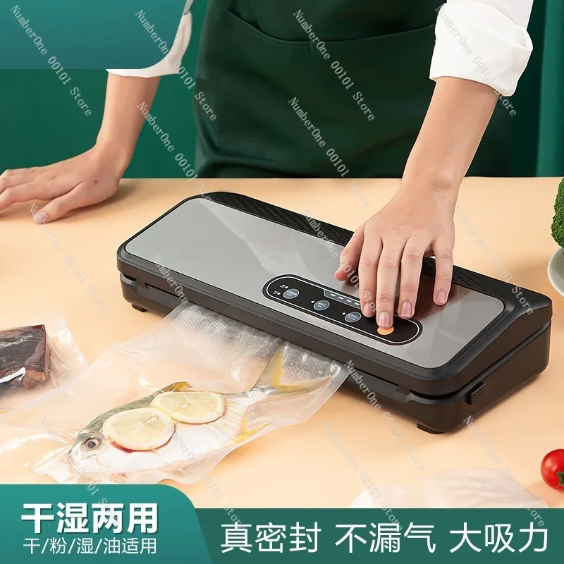 Stainless Steel Vacuum Sealer Machine  Home Kitchen Food Meat Preservation Compact Fresh Keeping Packaging System with Suction