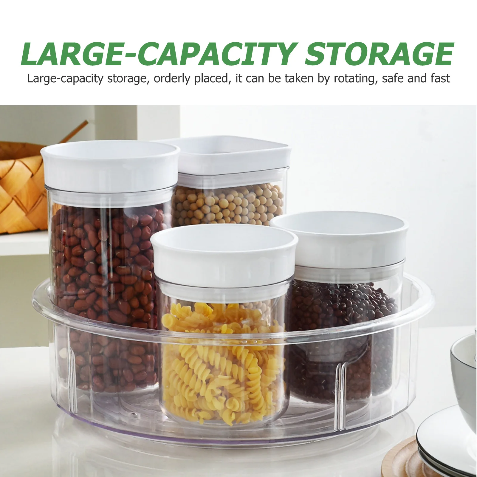 

1Pcs Rotatable Kitchen Rack Large Capacity Seasoning Organizer Desktop Storage Box Spice Bottle Holder Kitchen Storage Tray