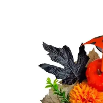 Halloween Season Wreath Featuring Maple Leaves Pumpkins Skulls Skeleton Dead Branches for Indoor Outdoor Display