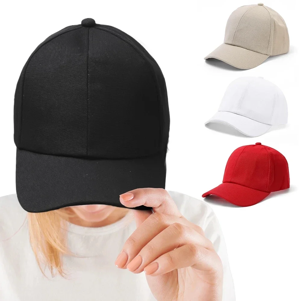 Men Women Black Hat Solid Color Baseball Cap Snapback Versatile Outdoor Sunscreen Hats Fitted Casual Sport Hip Hop Peaked Cap