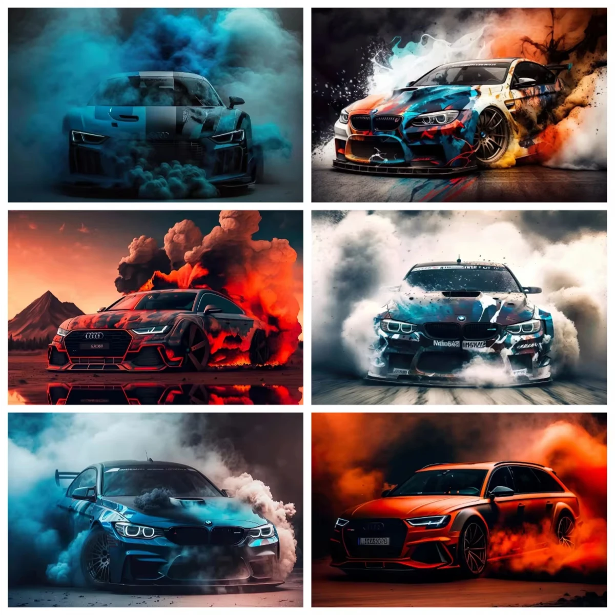1000pcs Abstract Racing Car Puzzle - Large 500/1000/1200/2000pcs Jigsaw with Vibrant Splash Design, Scratch-Resistant Paper