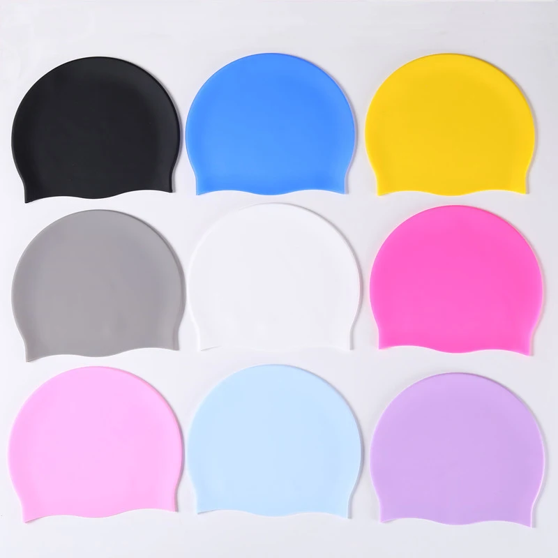 Gorro de natación de silicona para hombres y mujeres, gorro de natación de silicona, pelo largo, resistente al agua, deportes de Color, alta elasticidad, adultos, piscina, buceo