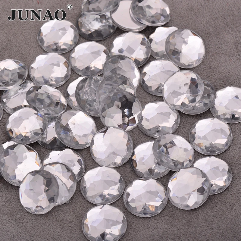 8mm 10mm 12mm 14mm 18mm 20mm 25mm 52mm Large Clear AB Rhinestones Applique Flatback Acrylic Strass Non Sew Round Crystal Stones