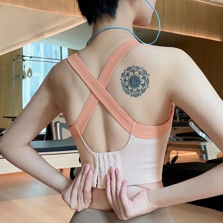 

Женское спортивное нижнее белье, летний противоударный жилет для йоги с эффектом пуш-ап, цельный топ для бега, фитнес-бюстгальтер для большой груди