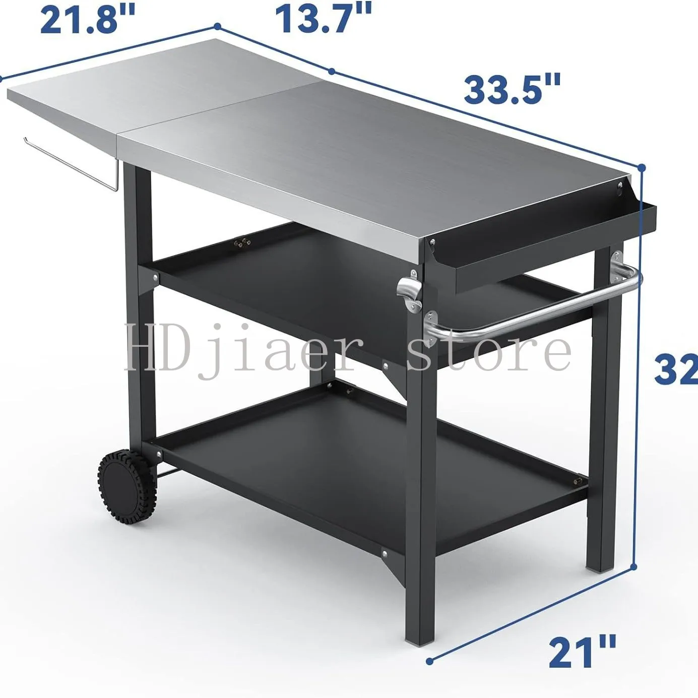 Stainless steel folding barbecue table outdoor dining cart pizza oven trolley