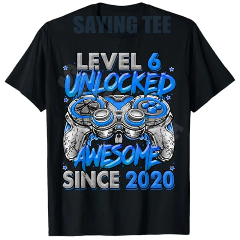 Level 6 Entsperrt: Fantastisch seit 2020 – Gaming-T-Shirt zum 6. Geburtstag, Y2K-Mode für Jungen, 6 Jahre alt, Video-Gamer-Spruch-T-Shirt, Neuheitengeschenk – Detail 4