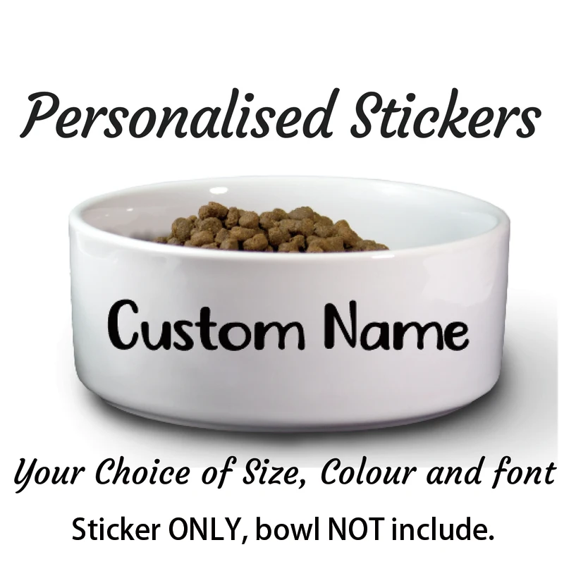 2x Personalised Dog Bowl Name Sticker Puppy Dogs Food Water Dish Decal Transfer Pet Accessories Christmas Holiday Gift