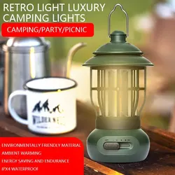 Camping Lamp Retro Lamp Hang Tent Lamp Waterproof Dimmable Camping Lights Emergency Light Bar Light