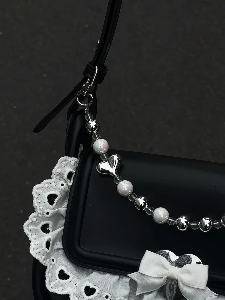 French Sweet Exquisite Lolita Girl Bag Elegant Fashion Lace Ruffled Edges Love Bow Tie Simplicity Dating Cuteness Shoulder Bag